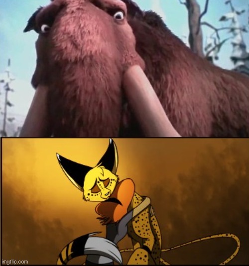 manny reacts to zoophobia emotional moment | image tagged in ice age,vivziepop,blue sky,emotional | made w/ Imgflip meme maker
