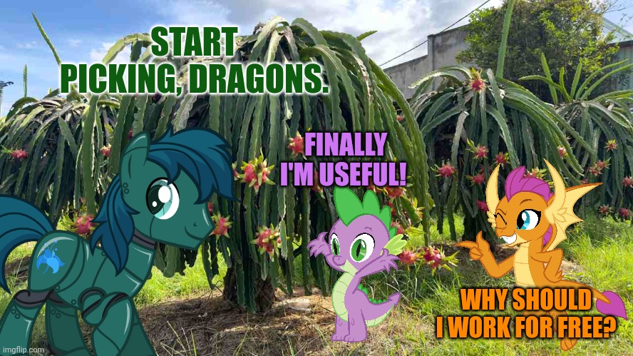 START PICKING, DRAGONS. FINALLY I'M USEFUL! WHY SHOULD I WORK FOR FREE? | made w/ Imgflip meme maker
