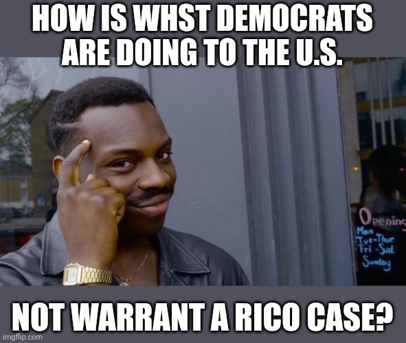 Organised ...... | HOW IS WHST DEMOCRATS ARE DOING TO THE U.S. NOT WARRANT A RICO CASE? | image tagged in memes,roll safe think about it | made w/ Imgflip meme maker