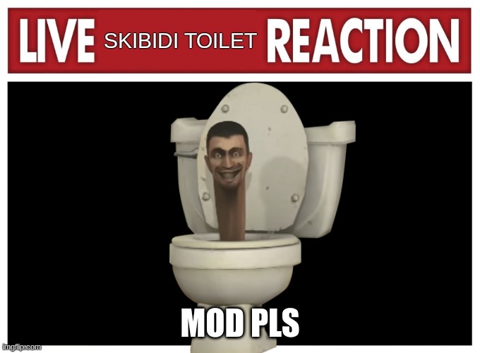 Live Skibidi toilet reaction | MOD PLS | image tagged in live skibidi toilet reaction | made w/ Imgflip meme maker