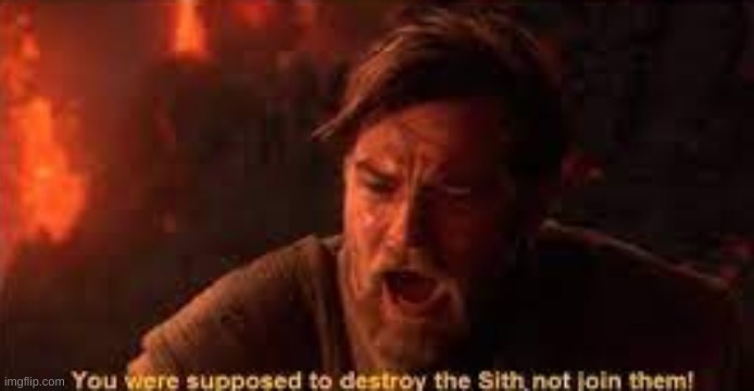 you were supposed to destroy the sith! | image tagged in you were supposed to destroy the sith | made w/ Imgflip meme maker