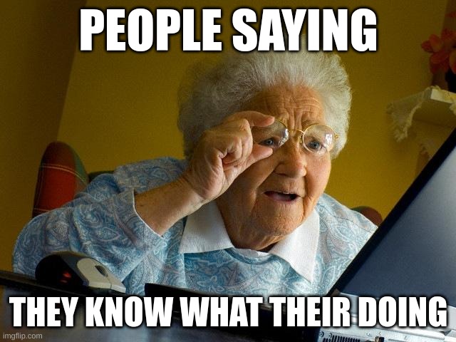 Grandma Finds The Internet | PEOPLE SAYING; THEY KNOW WHAT THEIR DOING | image tagged in memes,grandma finds the internet | made w/ Imgflip meme maker