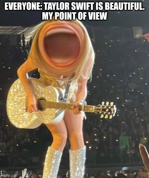 OOOHHH WOOOOAHHH AAAAHHHHH | EVERYONE: TAYLOR SWIFT IS BEAUTIFUL.
MY POINT OF VIEW | image tagged in taylorswift,lol dunny,my pov,upvotethis | made w/ Imgflip meme maker