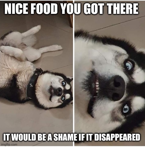 It would be a shame if someone... | NICE FOOD YOU GOT THERE; IT WOULD BE A SHAME IF IT DISAPPEARED | image tagged in it would be a shame if someone | made w/ Imgflip meme maker