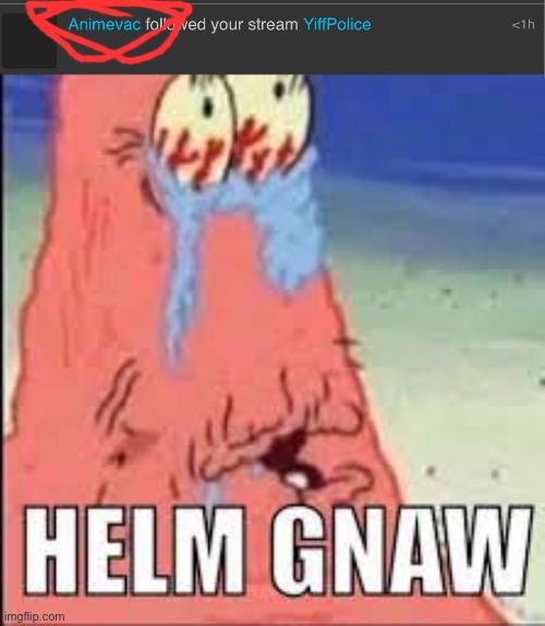Ah hecky naw | image tagged in helm gnaw | made w/ Imgflip meme maker