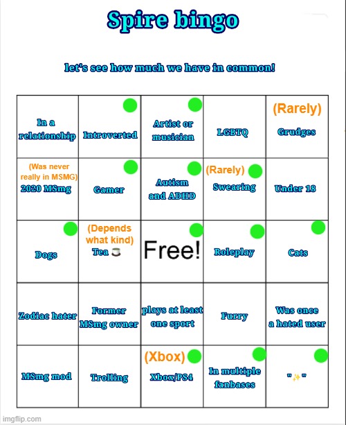 Spire bingo | (Depends what kind) (Was never really in MSMG) (Rarely) (Xbox) (Rarely) | image tagged in spire bingo | made w/ Imgflip meme maker
