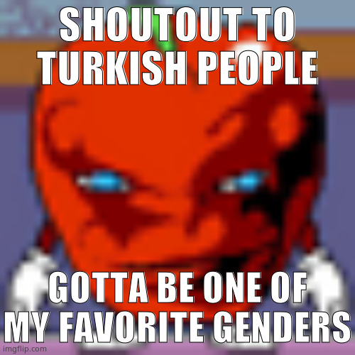 pepperman | SHOUTOUT TO TURKISH PEOPLE; GOTTA BE ONE OF MY FAVORITE GENDERS | image tagged in pepperman | made w/ Imgflip meme maker