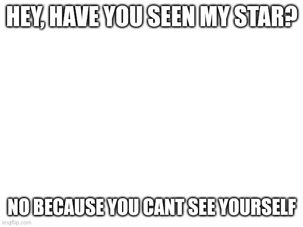 HEY, HAVE YOU SEEN MY STAR? NO BECAUSE YOU CANT SEE YOURSELF | made w/ Imgflip meme maker