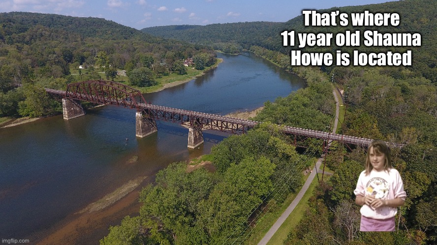 11 Year Old Shauna Howe | That’s where 11 year old Shauna Howe is located | image tagged in deviantart,pennsylvania,bridge,gymnastics,girl,adorable | made w/ Imgflip meme maker