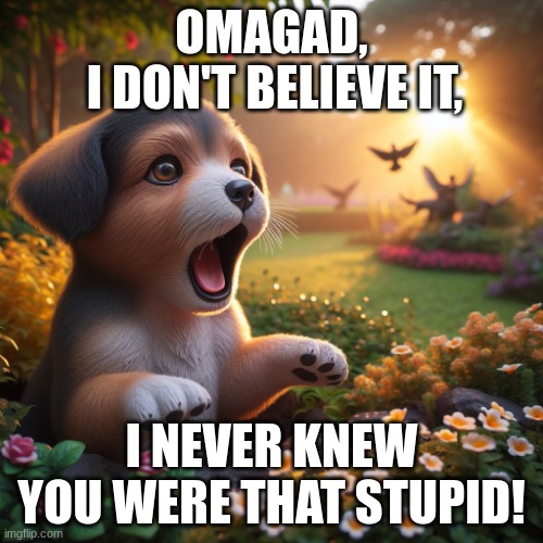 I don't believe it! | OMAGAD, I DON'T BELIEVE IT, I NEVER KNEW YOU WERE THAT STUPID! | image tagged in i don't believe it | made w/ Imgflip meme maker