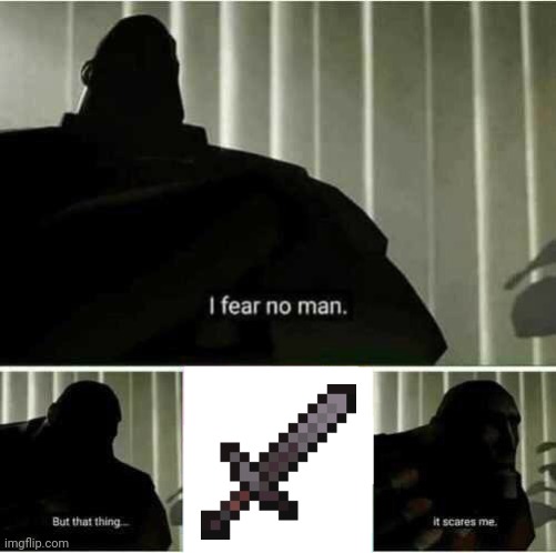 put a netherite sword and call it A day | image tagged in i fear no man | made w/ Imgflip meme maker