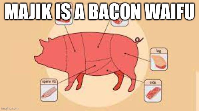 porky | MAJIK IS A BACON WAIFU | image tagged in porky | made w/ Imgflip meme maker