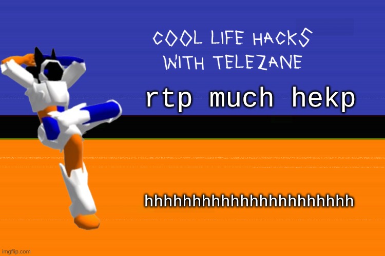 cool life hacks with telezane | rtp much hekp; hhhhhhhhhhhhhhhhhhhhhh | image tagged in cool life hacks with telezane | made w/ Imgflip meme maker