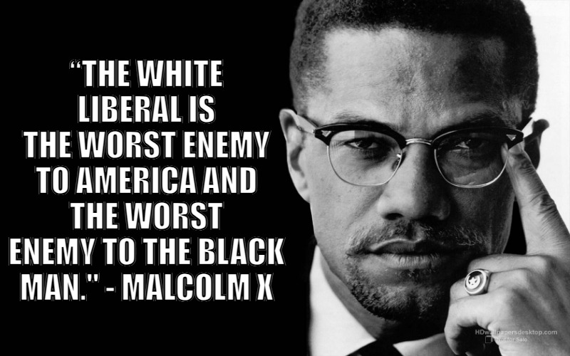 Malcolm X | “THE WHITE LIBERAL IS THE WORST ENEMY TO AMERICA AND THE WORST ENEMY TO THE BLACK MAN." - MALCOLM X | image tagged in malcolm x | made w/ Imgflip meme maker