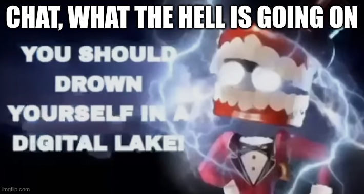 You should drown yourself in a digital lake | CHAT, WHAT THE HELL IS GOING ON | image tagged in you should drown yourself in a digital lake | made w/ Imgflip meme maker