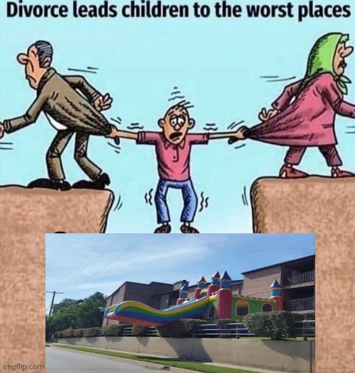 A slide | image tagged in divorce leads children to the worst places,cursed image,slide,slides,memes,ruined childhood | made w/ Imgflip meme maker