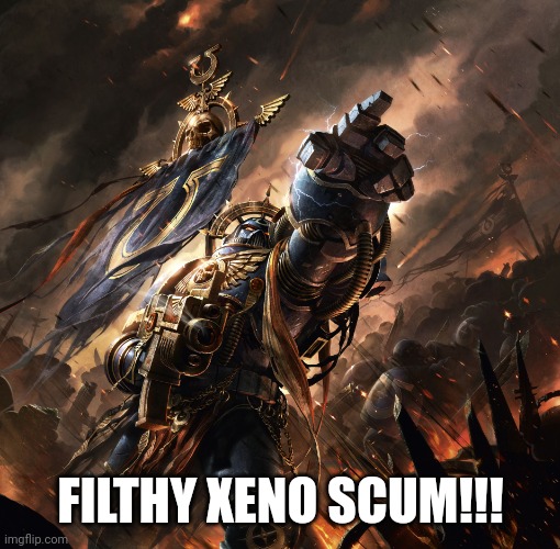 Space Marine | FILTHY XENO SCUM!!! | image tagged in space marine | made w/ Imgflip meme maker