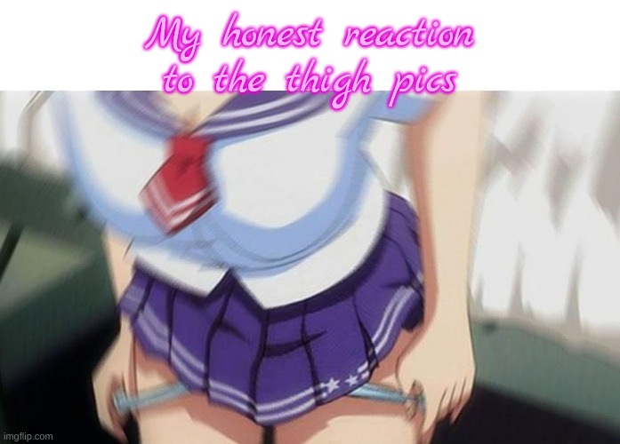 Anime girl | My honest reaction to the thigh pics | image tagged in anime girl | made w/ Imgflip meme maker