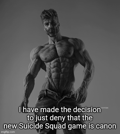 giga chad | I have made the decision to just deny that the new Suicide Squad game is canon | image tagged in giga chad | made w/ Imgflip meme maker