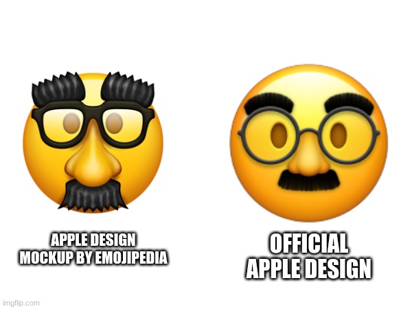 APPLE DESIGN MOCKUP BY EMOJIPEDIA; OFFICIAL APPLE DESIGN | image tagged in emoji,emojis | made w/ Imgflip meme maker