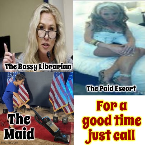 Maga A Little On The Trashy Side | The Bossy Librarian; The Paid Escort; For a good time
just call; The Maid | image tagged in memes,drake hotline bling,trump unfit unqualified dangerous,scumbag maga,southern pride,trashy | made w/ Imgflip meme maker