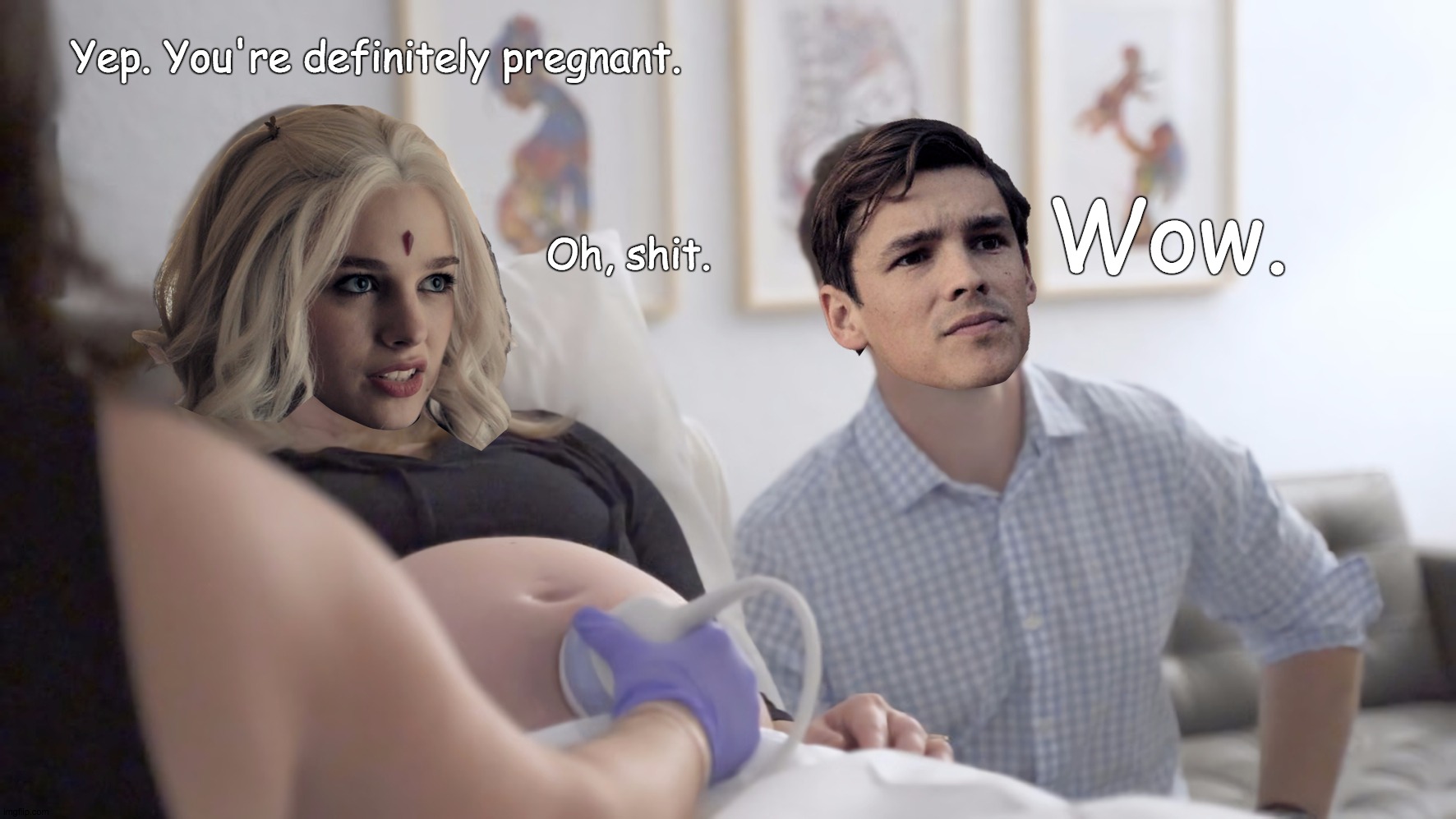 Pregnant Raven | Yep. You're definitely pregnant. Wow. Oh, shit. | image tagged in pregnant raven | made w/ Imgflip meme maker