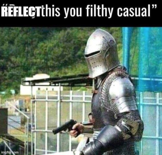 Parry this you filthy casual | REFLECT | image tagged in parry this you filthy casual | made w/ Imgflip meme maker