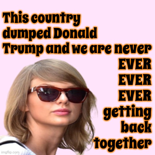N. E. V. E. R. | This country dumped Donald Trump and we are; never
EVER
EVER
EVER
getting
back
together | image tagged in never ever ever ever,trump unfit unqualified dangerous,scumbag trump,lock him up,con man,memes | made w/ Imgflip meme maker