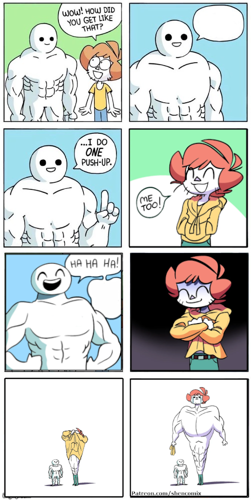 High Quality One pushup extended(shencomix) Blank Meme Template