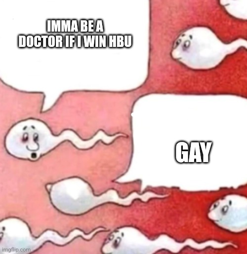 Sperm conversation | IMMA BE A DOCTOR IF I WIN HBU; GAY | image tagged in sperm conversation | made w/ Imgflip meme maker
