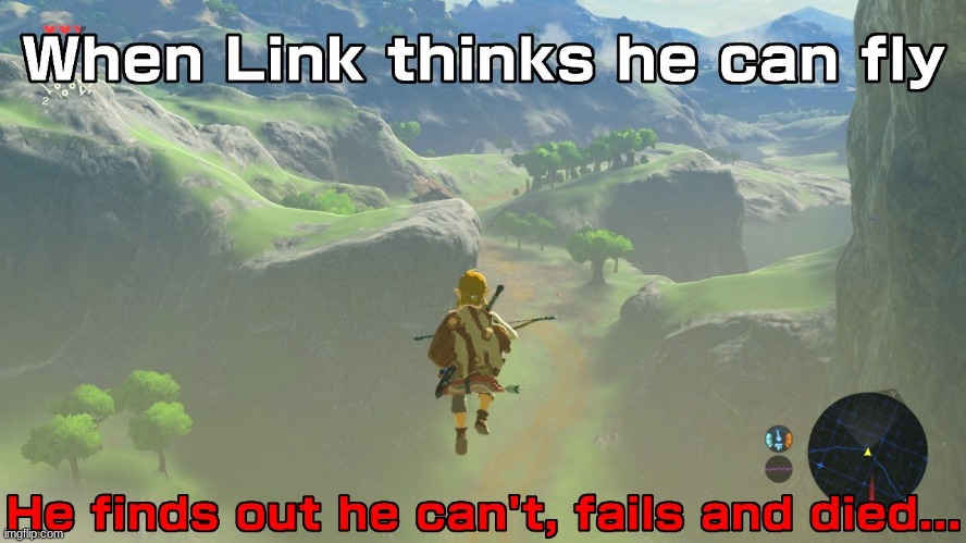 link thinks he can fly | made w/ Imgflip meme maker