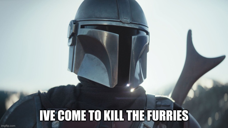The Mandalorian. | IVE COME TO KILL THE FURRIES | image tagged in the mandalorian | made w/ Imgflip meme maker