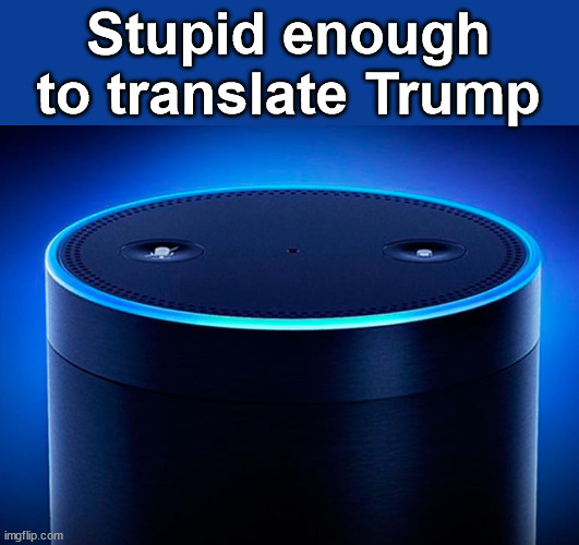 Alexa | Stupid enough to translate Trump | image tagged in alexa | made w/ Imgflip meme maker