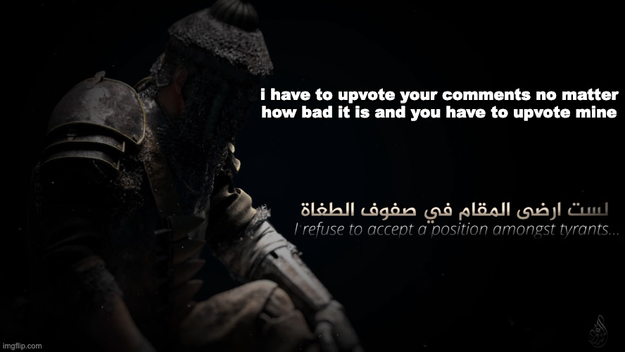 MujahidLuigi announcement template | i have to upvote your comments no matter how bad it is and you have to upvote mine | image tagged in mujahidluigi announcement template | made w/ Imgflip meme maker