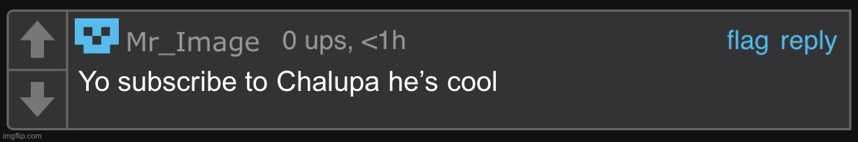 chalupa | Yo subscribe to Chalupa he’s cool | image tagged in mr_image blank comment | made w/ Imgflip meme maker