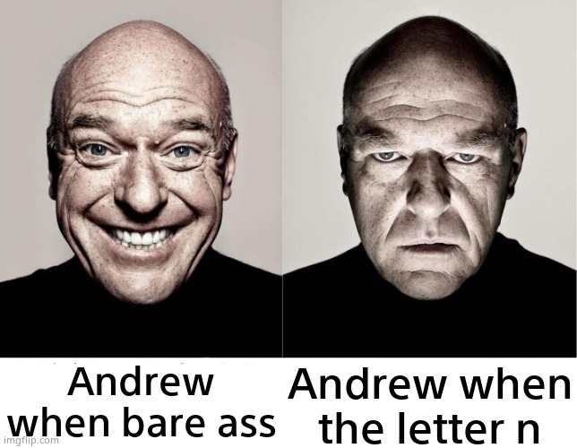 Hank | Andrew when the letter n; Andrew when bare ass | image tagged in hank | made w/ Imgflip meme maker
