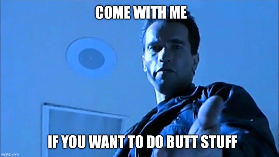 Butt Stuff | COME WITH ME; IF YOU WANT TO DO BUTT STUFF | image tagged in terminator come with me | made w/ Imgflip meme maker