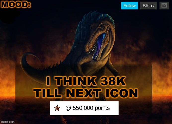 JPSpinoSaurus Template 2024 | I THINK 38K TILL NEXT ICON | image tagged in jpspinosaurus template 2024 | made w/ Imgflip meme maker