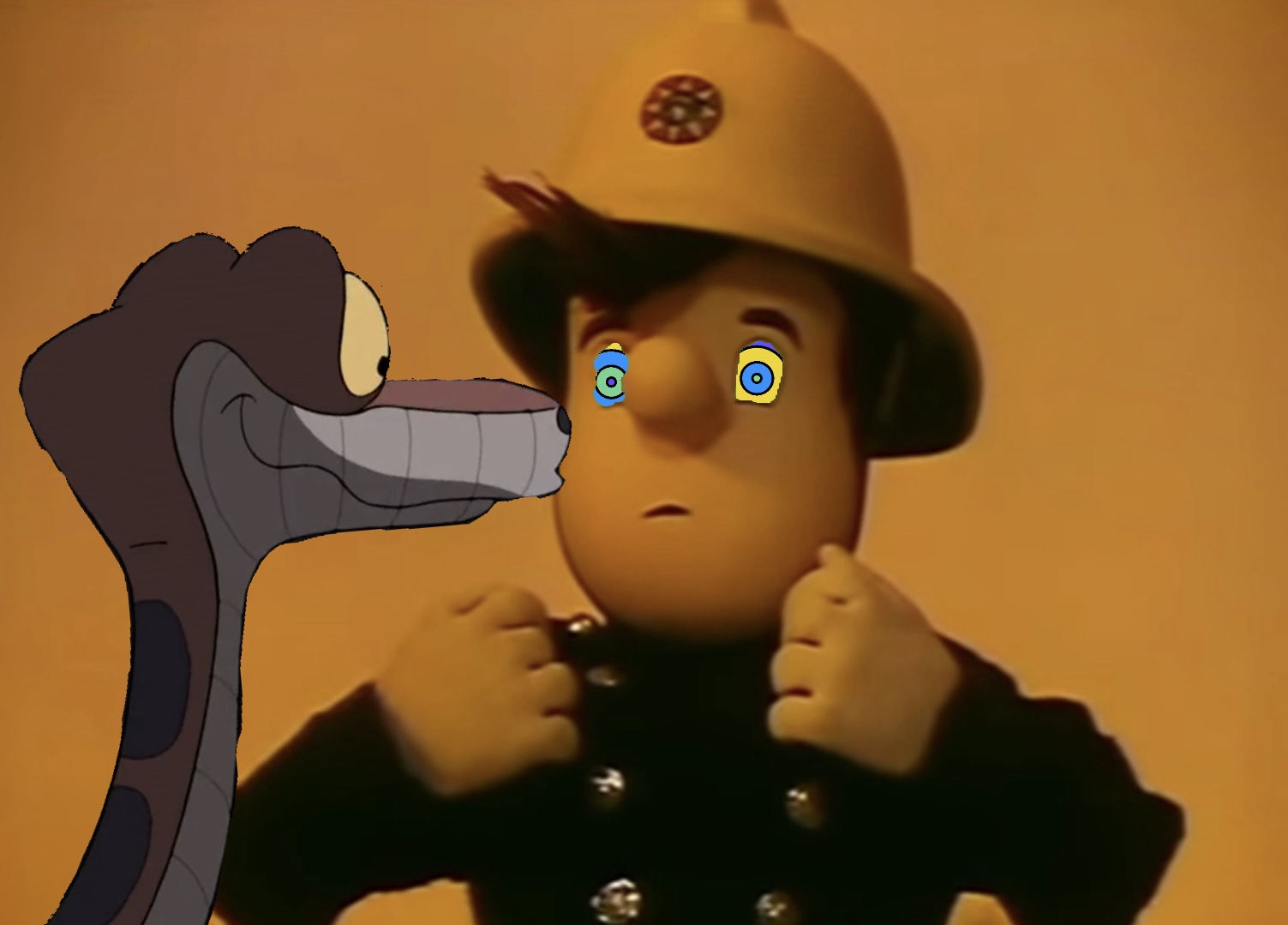 Kaa and Fireman Sam Blank Meme Template