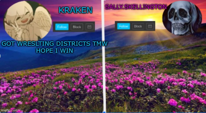 sally.skellington and kraken announcment template | GOT WRESLTING DISTRICTS TMW


HOPE I WIN | image tagged in salliy skellington and kraken announcment template | made w/ Imgflip meme maker