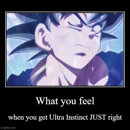 I wish | What you feel | when you get Ultra Instinct JUST right | image tagged in funny,demotivationals | made w/ Imgflip demotivational maker
