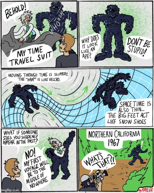 Bigfoot travel time suit | image tagged in bigfoot,travel time,suit,comics,comics/cartoons,voyage | made w/ Imgflip meme maker