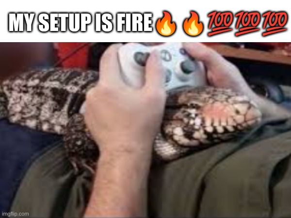 Fire Setup????? | MY SETUP IS FIRE🔥🔥💯💯💯 | image tagged in gaming setup,gaming,memes,100,fire setup | made w/ Imgflip meme maker