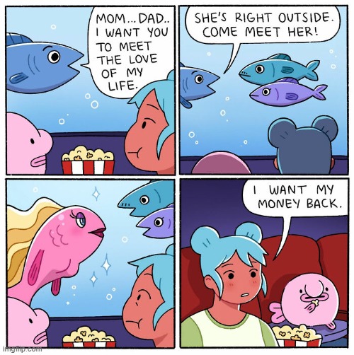 Pointlessly gendered animals in movies | image tagged in movie,fish,pointlessly gendered,blobfish | made w/ Imgflip meme maker