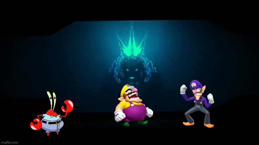 Wario, Waluigi, and Mr Krabs die trying to fight Godzilla in their submarine.mp3 | made w/ Imgflip meme maker