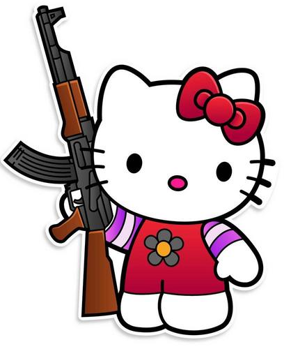 Kalishna Kitty AK-47 rifle AR gun funny JPP Blank Meme Template