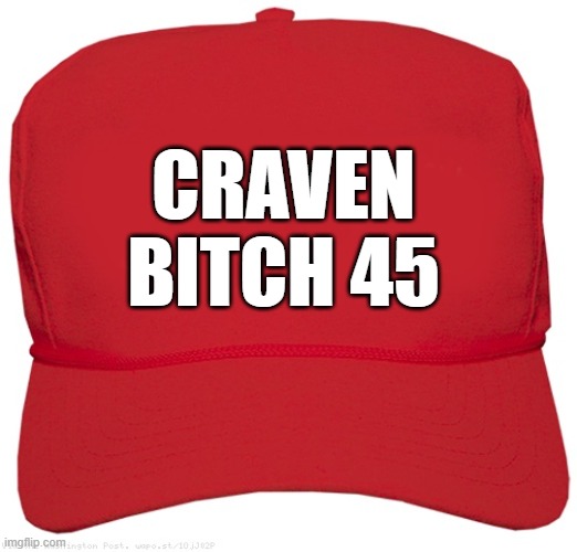 blank red MAGA COWARD hat | CRAVEN
BITCH 45 | image tagged in blank red maga hat,change my mind,dictator,fascist,commie,donald trump is an idiot | made w/ Imgflip meme maker