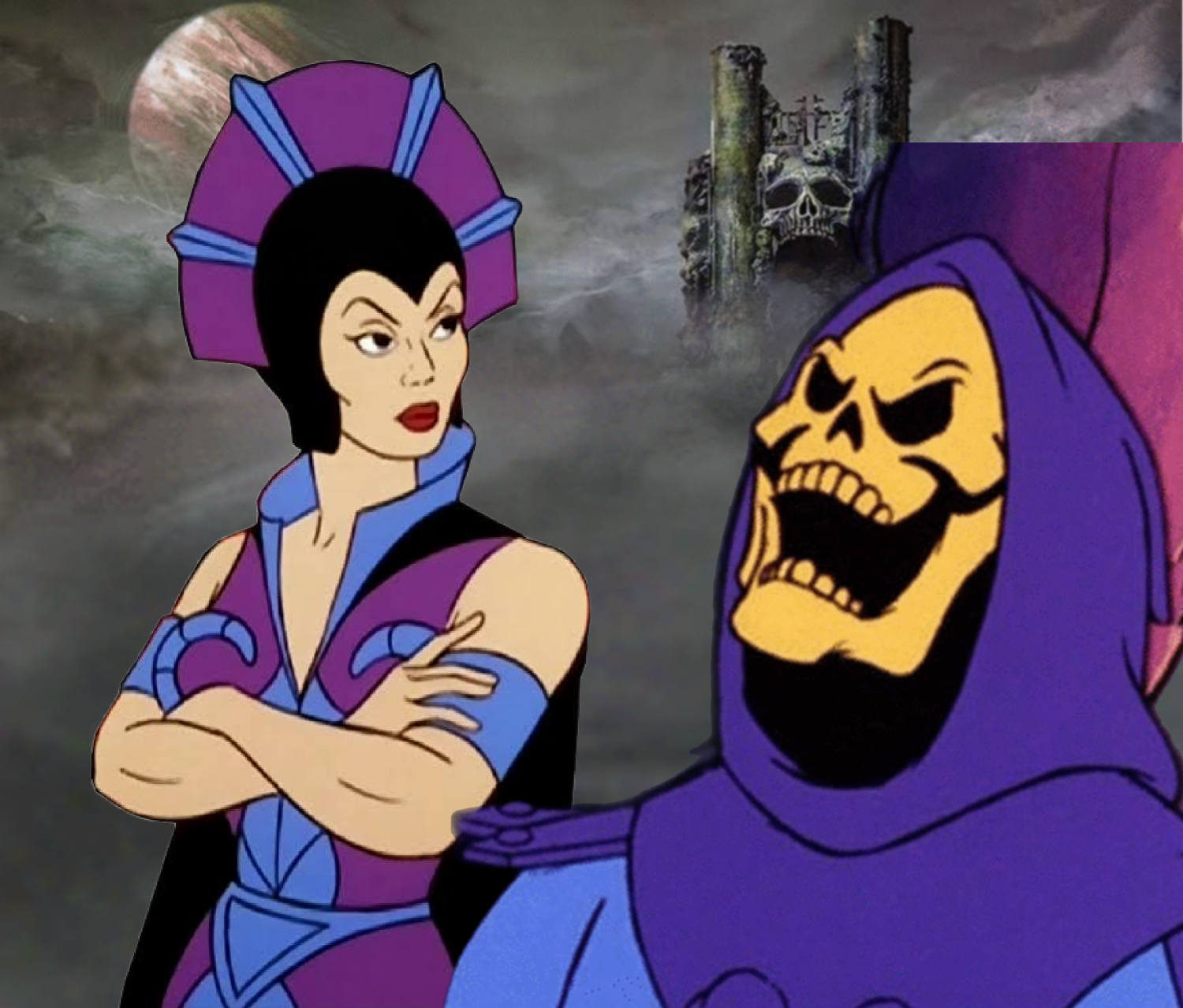 High Quality Evil-Lyn y Skeletor hablando Blank Meme Template