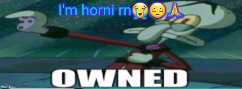 owned | I'm horni rn😭😔🙏 | image tagged in owned | made w/ Imgflip meme maker