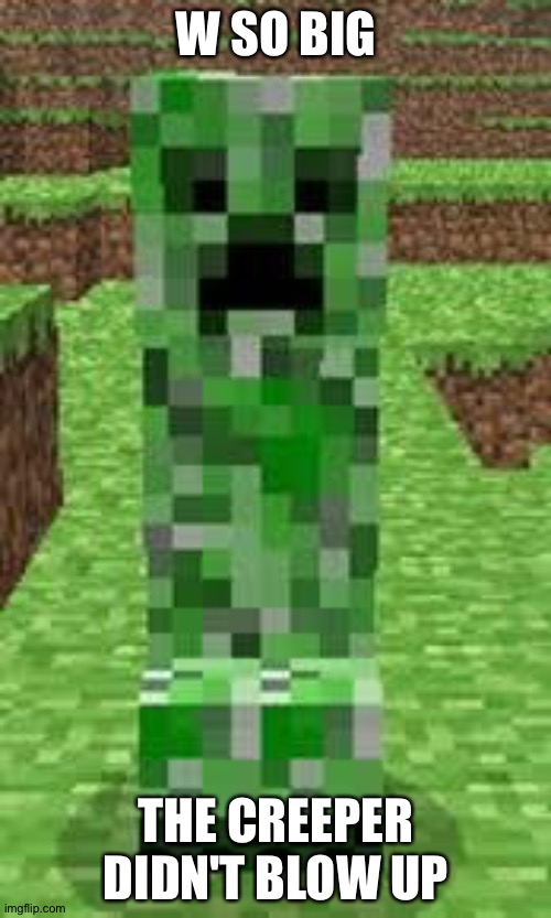 creeper | W SO BIG THE CREEPER DIDN'T BLOW UP | image tagged in creeper | made w/ Imgflip meme maker